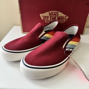 Vans Classic Slip-on Red Rad Rainbow sz 9